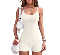 OQQ Women's Yoga Rompers One Piece Ribbed Spaghetti Strap Exercise Romper | Amazon (US)