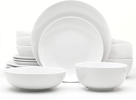 Euro Ceramica Essential Collection Porcelain Dinnerware and Serveware, 16 Piece Set, Service for ... | Amazon (US)