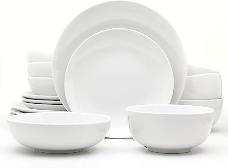 Euro Ceramica Essential Collection Porcelain Dinnerware and Serveware, 16 Piece Set, Service for ... | Amazon (US)