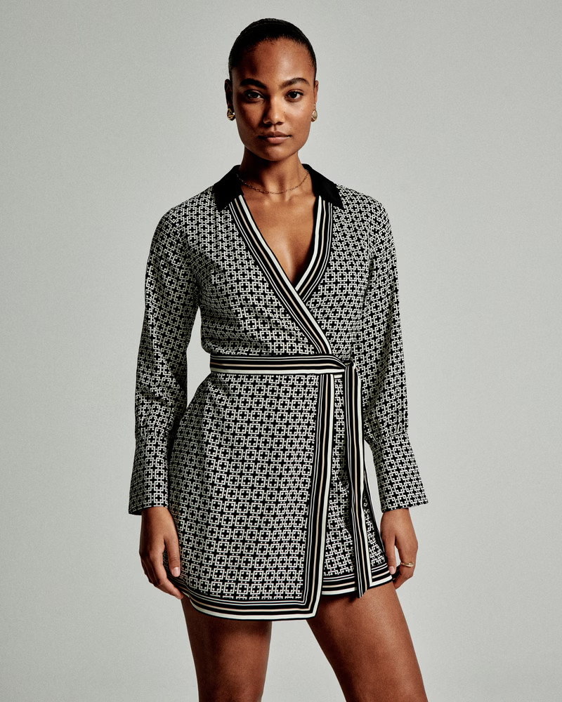 Long-Sleeve Wrap Mini Dress | Abercrombie & Fitch (US)