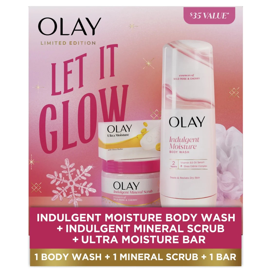 Olay Let It Glow Gift Pack with 1 Olay  Wild Rose and Cherry Moisture Body Wash, 20oz, and 1  Wil... | Walmart (US)