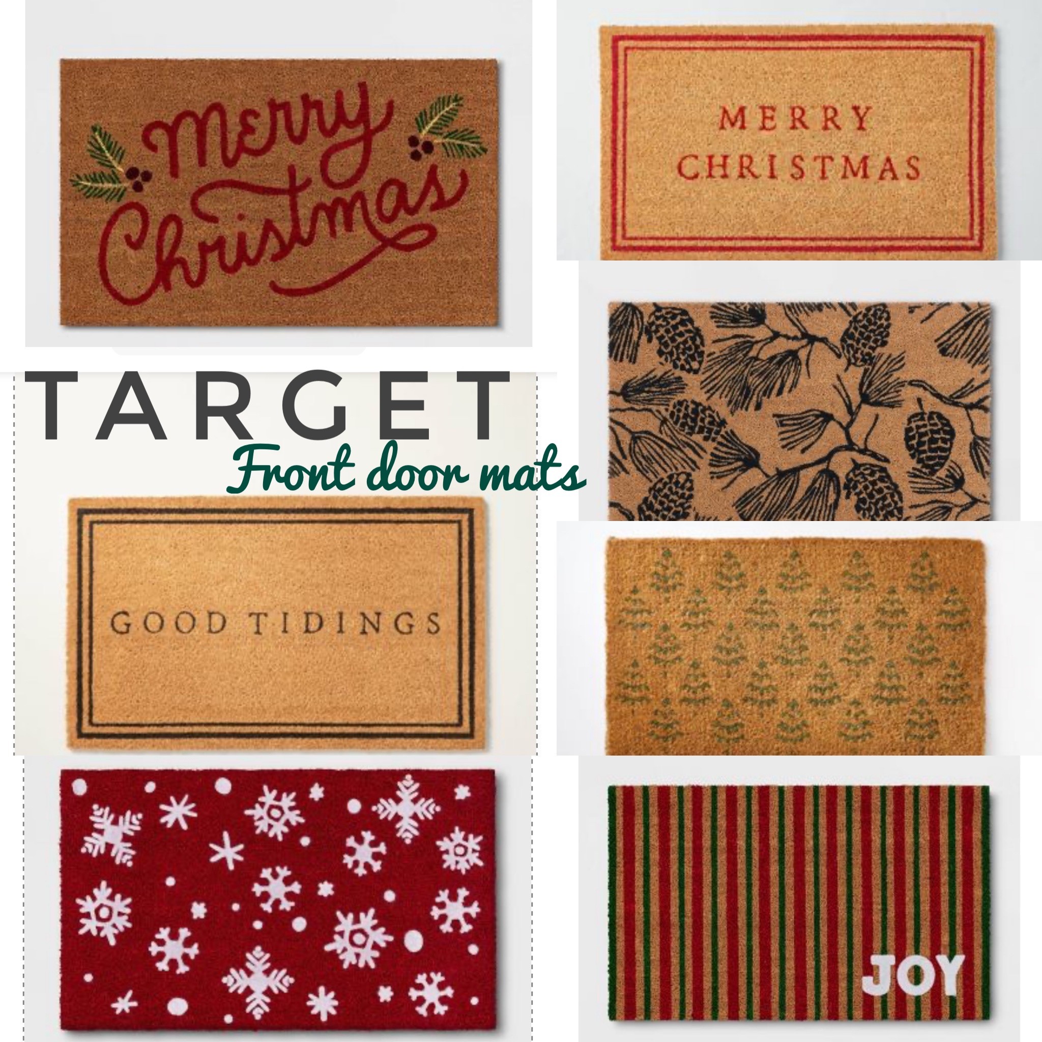 Some super cute Christmas front door mats from Target, starting at $13!
Holiday decor Christmas porch studio McGee magnolia 

#LTKHoliday #LTKhome #LTKSeasonal