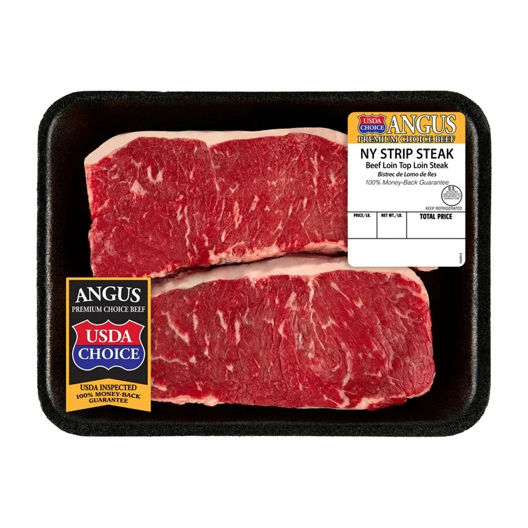 New York Strip Steak, Choice Angus Beef, 2 per Tray, 1.25 - 1.90 lb | Walmart (US)