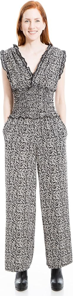 Max Studio Women's V-Neck Smocked Waist Jumpsuit | Amazon (US)