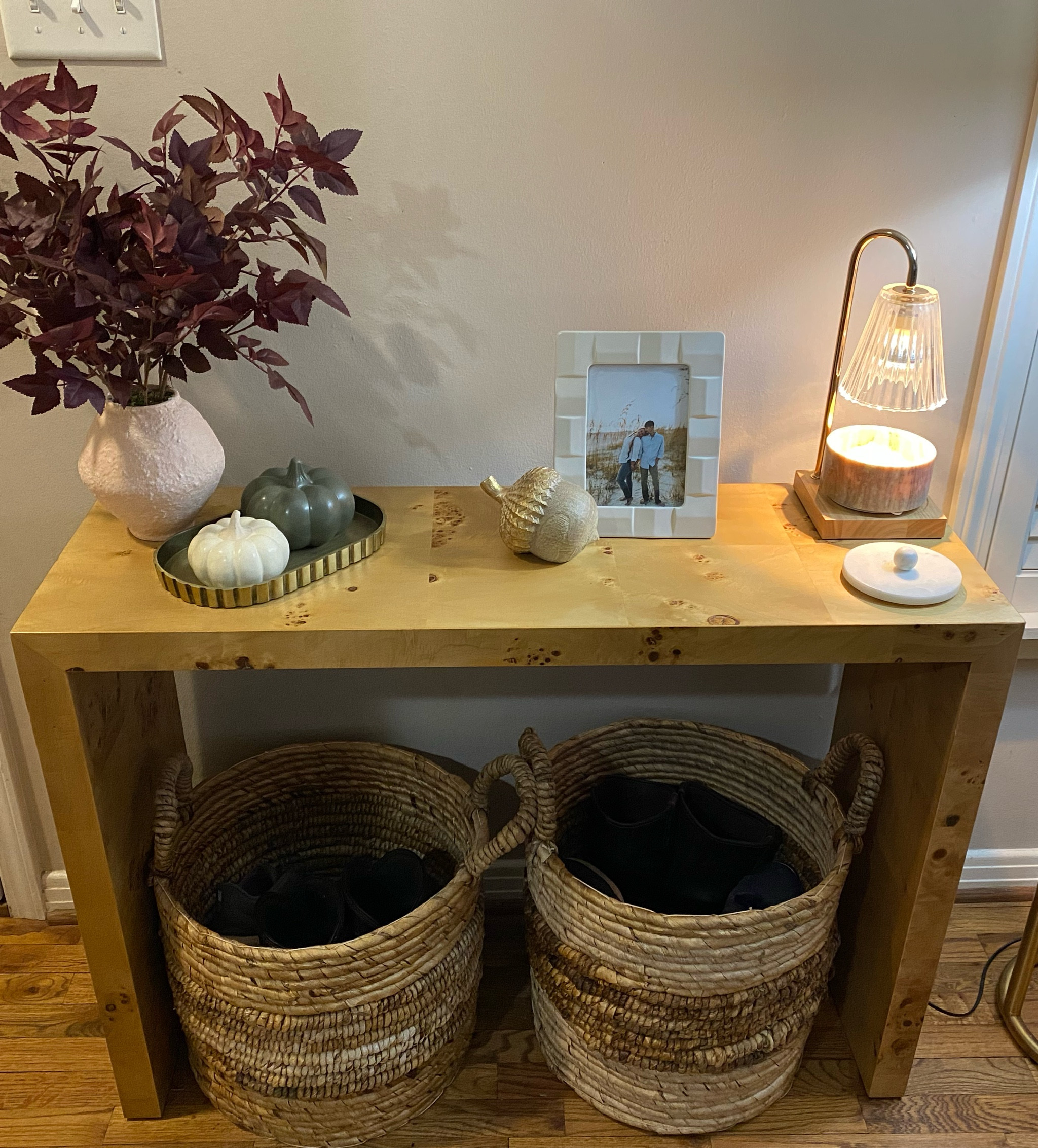 Fall decor, entryway table, home decor, target style, target decor, 
photo frame, Midcentury style, 
picture frame, wax lamp, 
candle warmer lamp, console table

#LTKHome #LTKSeasonal #LTKFindsUnder50