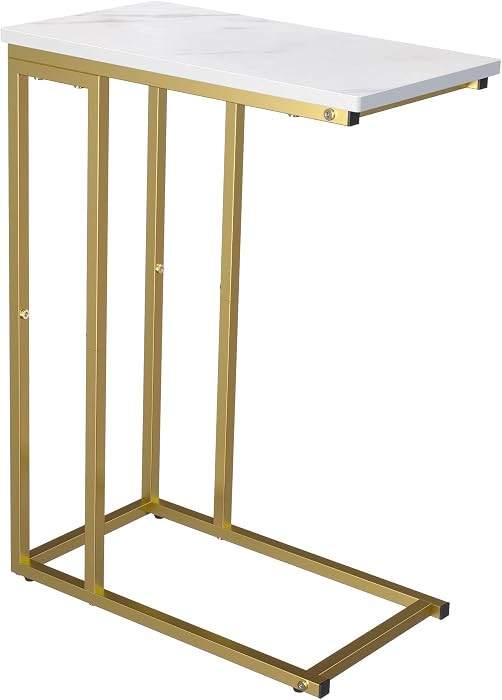 Yusong C Shaped End Table, Couch Side Table that Slide Under Sofa Bed, Small Table for Small Spac... | Amazon (US)