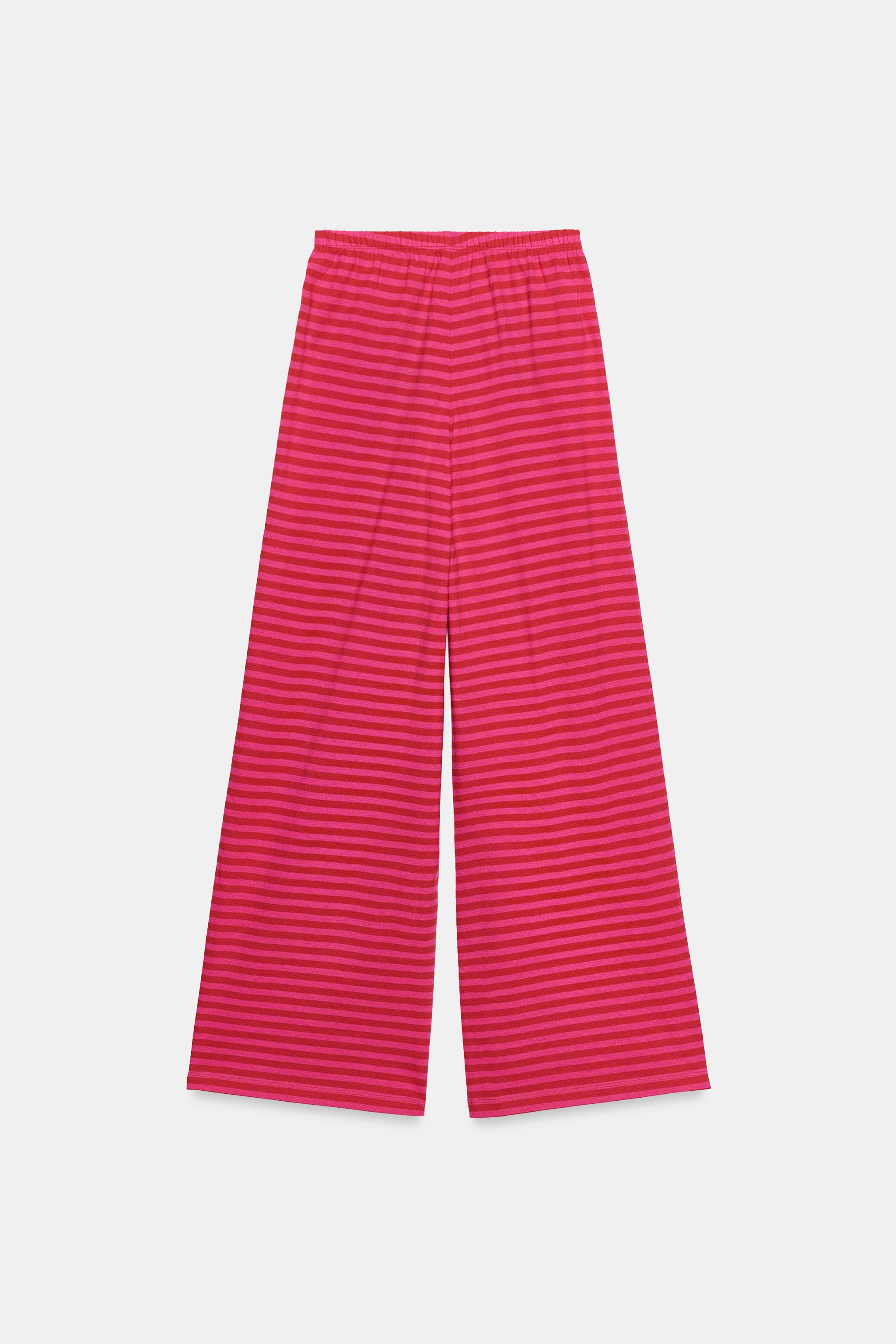 STRIPED COTTON AND LINEN PANTS | Zara US