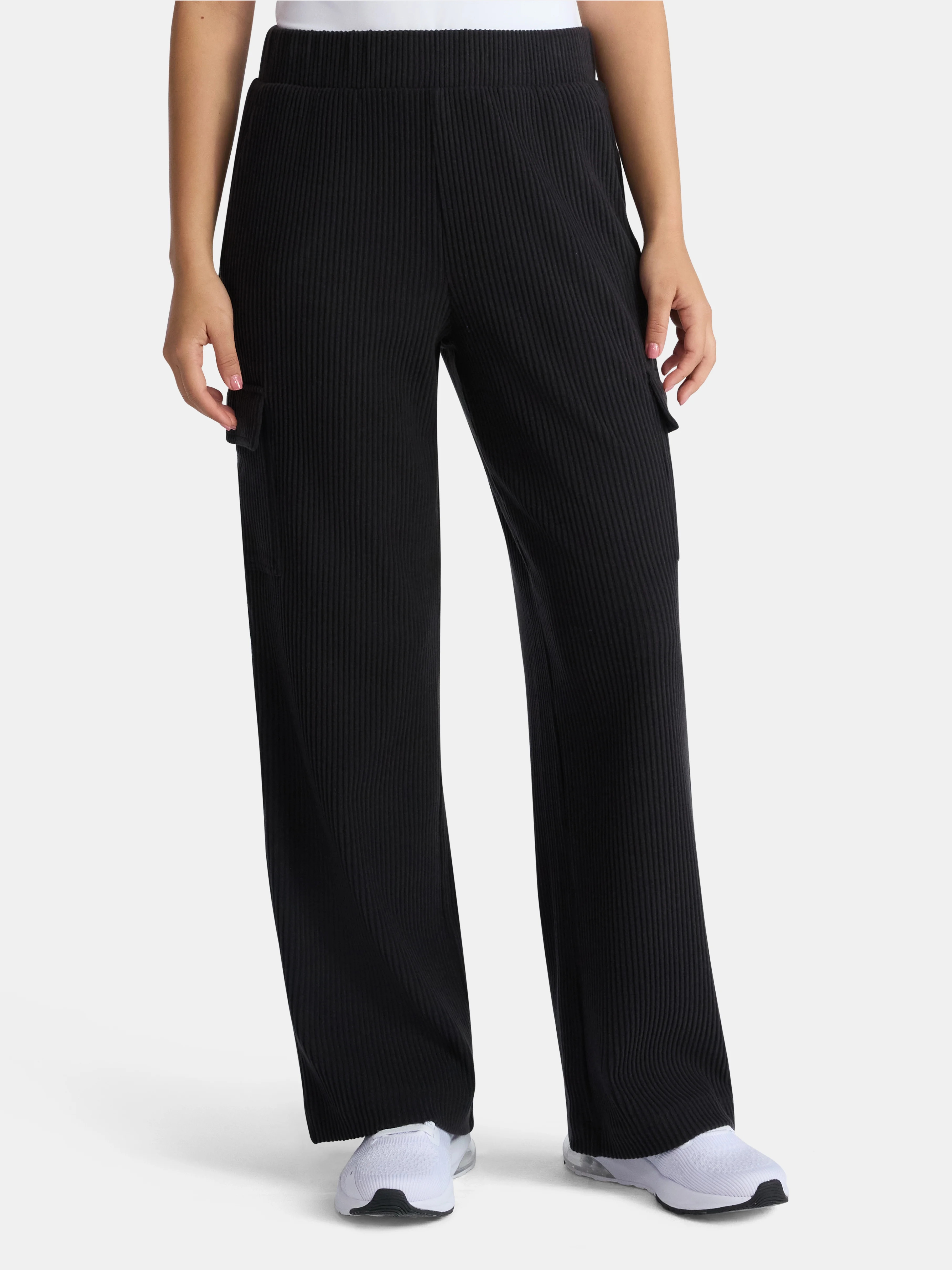 Avia Women's Corded Wide-Leg Cargo Pants, 30'' Inseam, Sizes XS-3XL | Walmart (US)