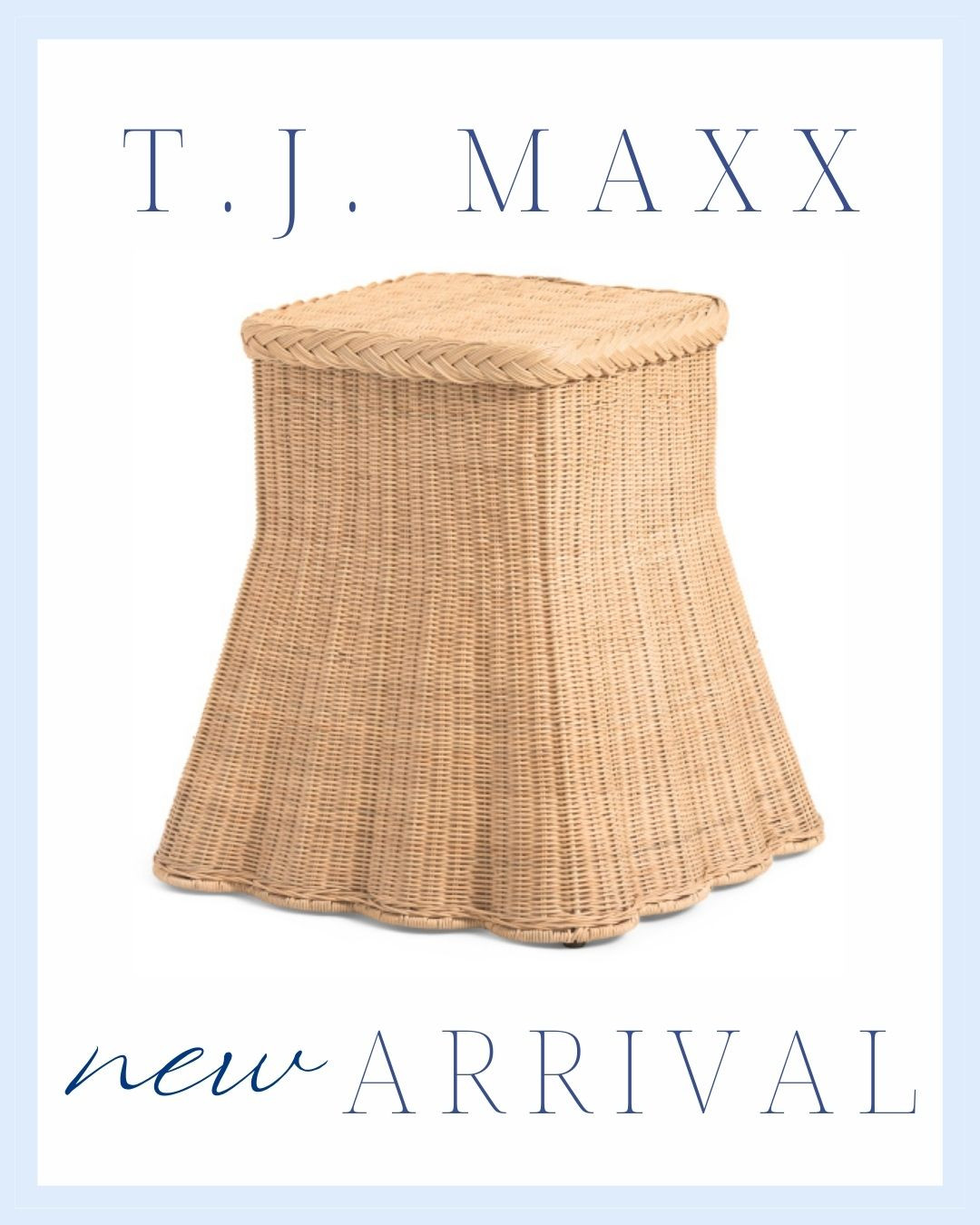 Designer look for less-new scalloped rattan side table just arrived at T.J. Maxx! Looks so end end for a fraction of the price! 

 #LTKHome