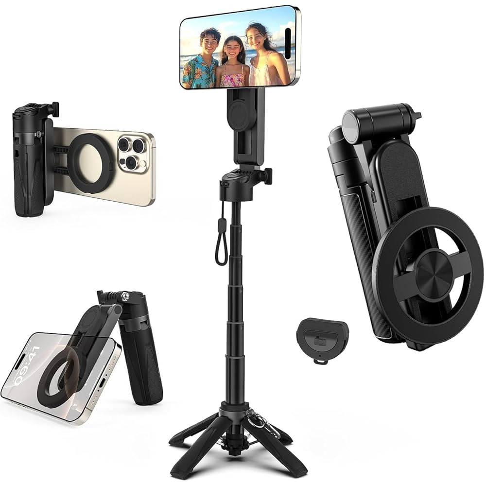 4-in-1 Multifunctional Magnetic Selfie Stick, 360° Rotation Phone Tripod with Wireless Detachabl... | Amazon (US)