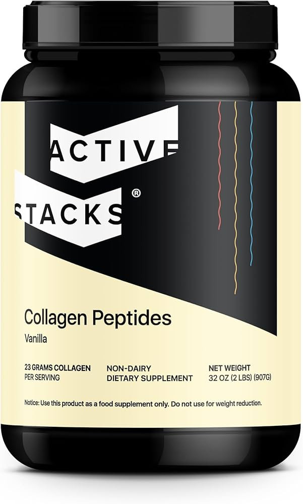 Active Stacks Collagen Peptides Protein Powder, Vanilla - Supports Healthy Hair, Skin, Bones and ... | Amazon (US)
