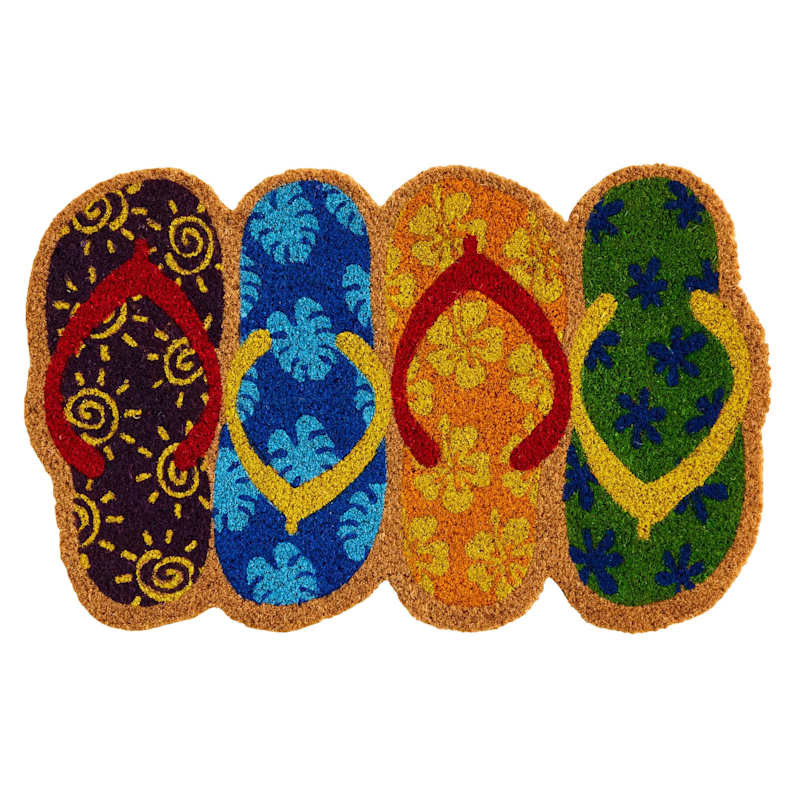 Colorful Flip Flops Shaped Coir Mat, 17x27 | At Home