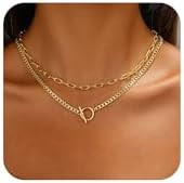 Gold Necklace for Women, 14K Dainty Gold/Silver Layered Chunky Paperclip Chain Necklace Non Tarni... | Amazon (CA)