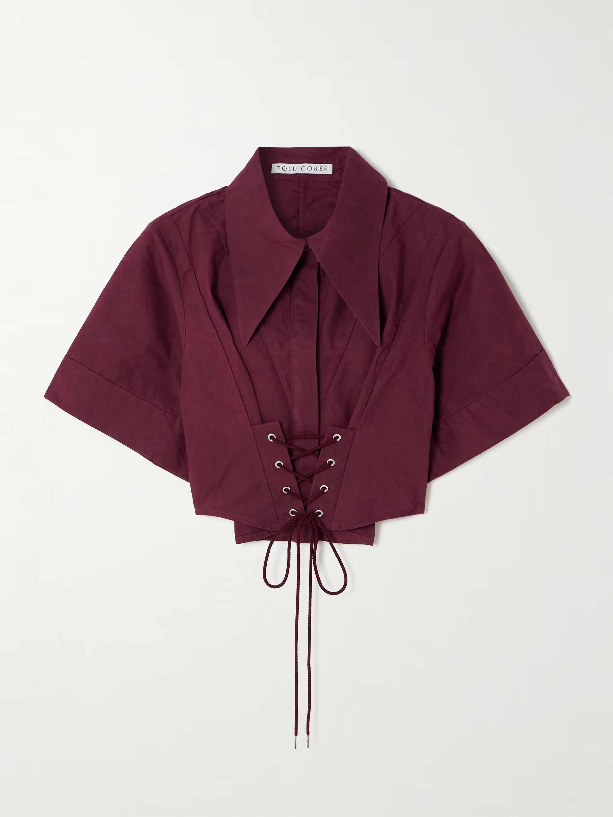 Cropped lace-up cotton-poplin shirt | NET-A-PORTER (US)