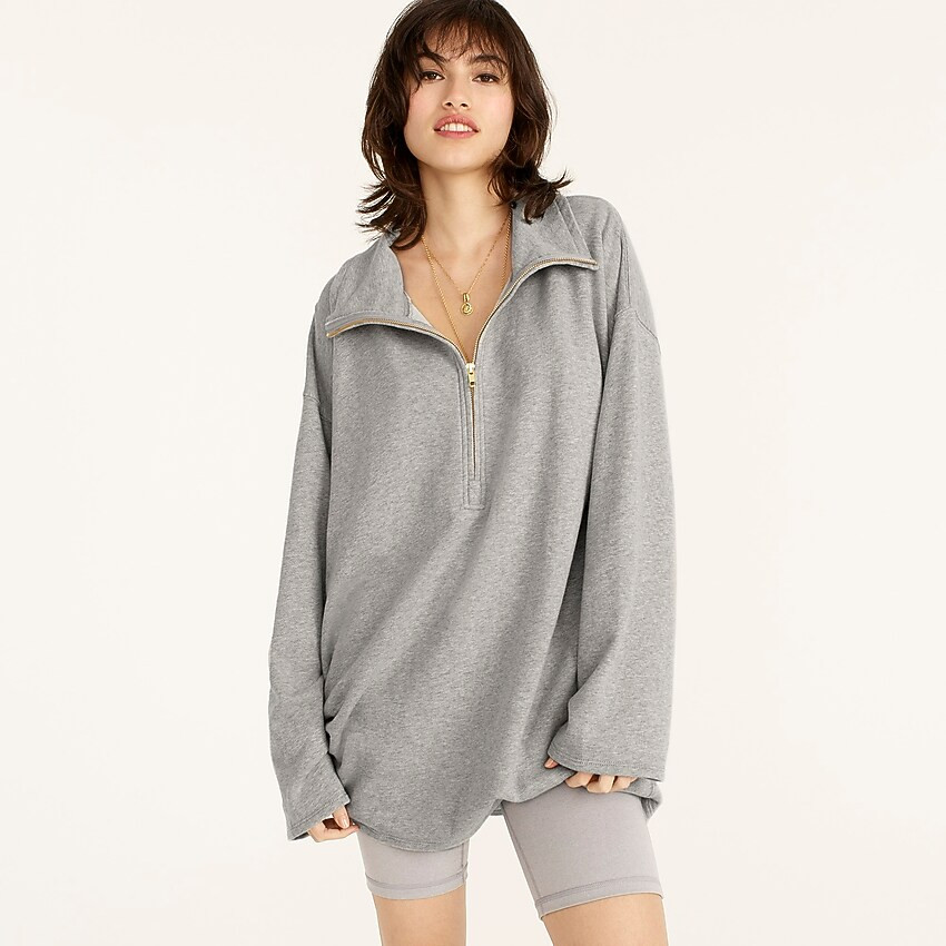 University terry long half-zip tunic | J. Crew US