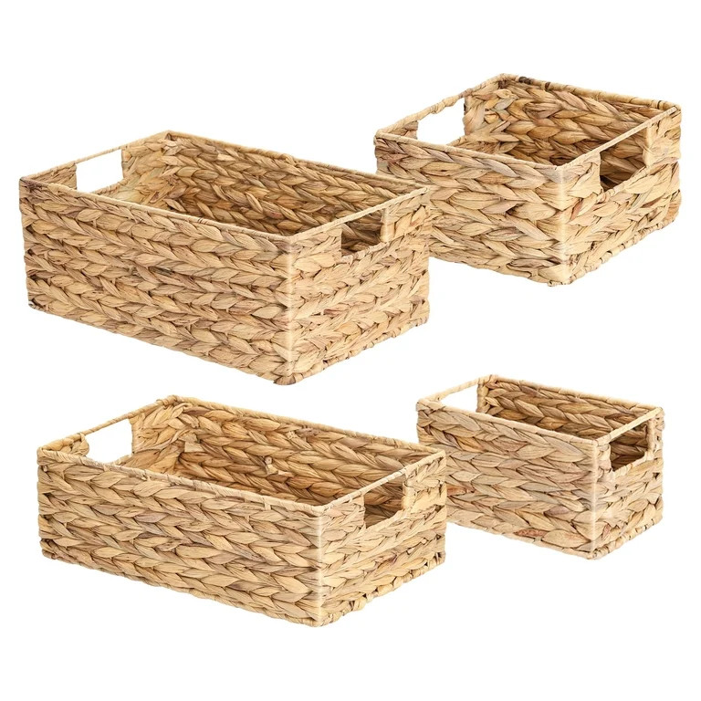 Natural Woven Storage Baskets - 4-Piece Set - For Fruits & Vegetables - Kitchen, Pantry, Countert... | Walmart (US)
