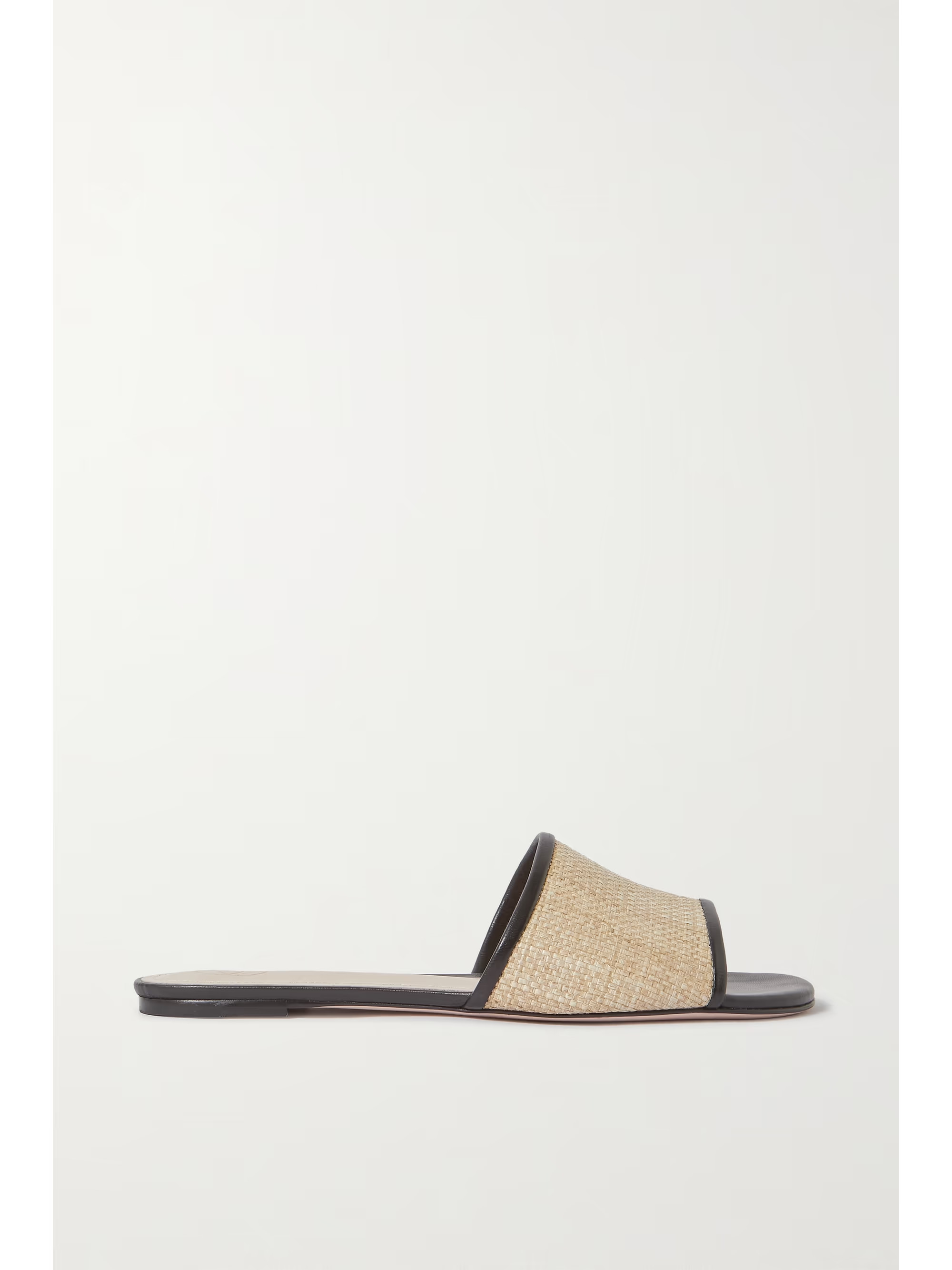 Leather-trimmed raffia slides | NET-A-PORTER (UK & EU)