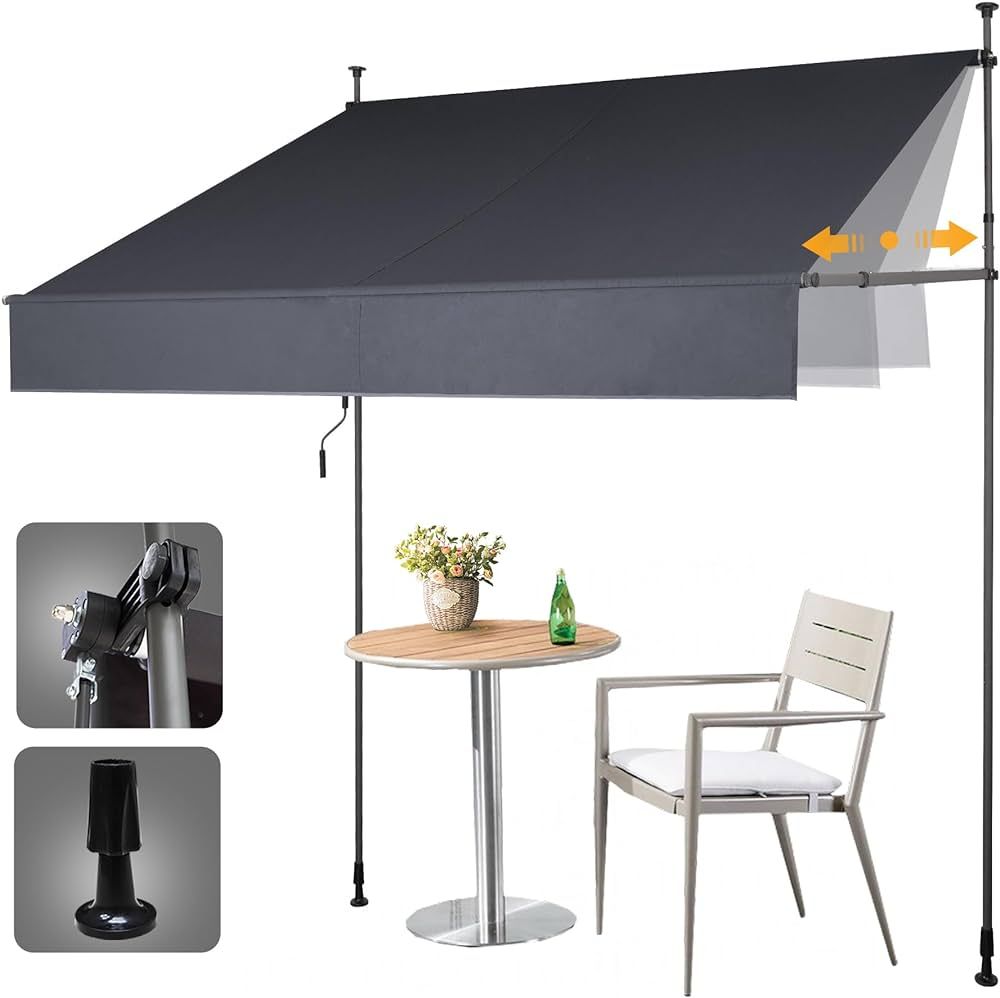 HOMEDEMO Manual Retractable Awning 79"x118" Patio Awning Retractable Outdoor Sunshade Shelter Pol... | Amazon (US)