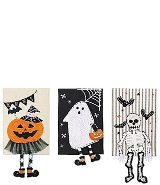 Mud Pie Halloween Dangle Leg Towels Set of 3 - Black | Dillard's