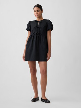 Puff Sleeve Tie-Front Mini Dress | Gap Factory