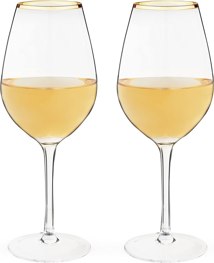 Twine Gilded Wine Glasses Drinking Set, Gold Rimmed Wine Glass Set, Stemmed Wine Drinking Glasses... | Amazon (US)