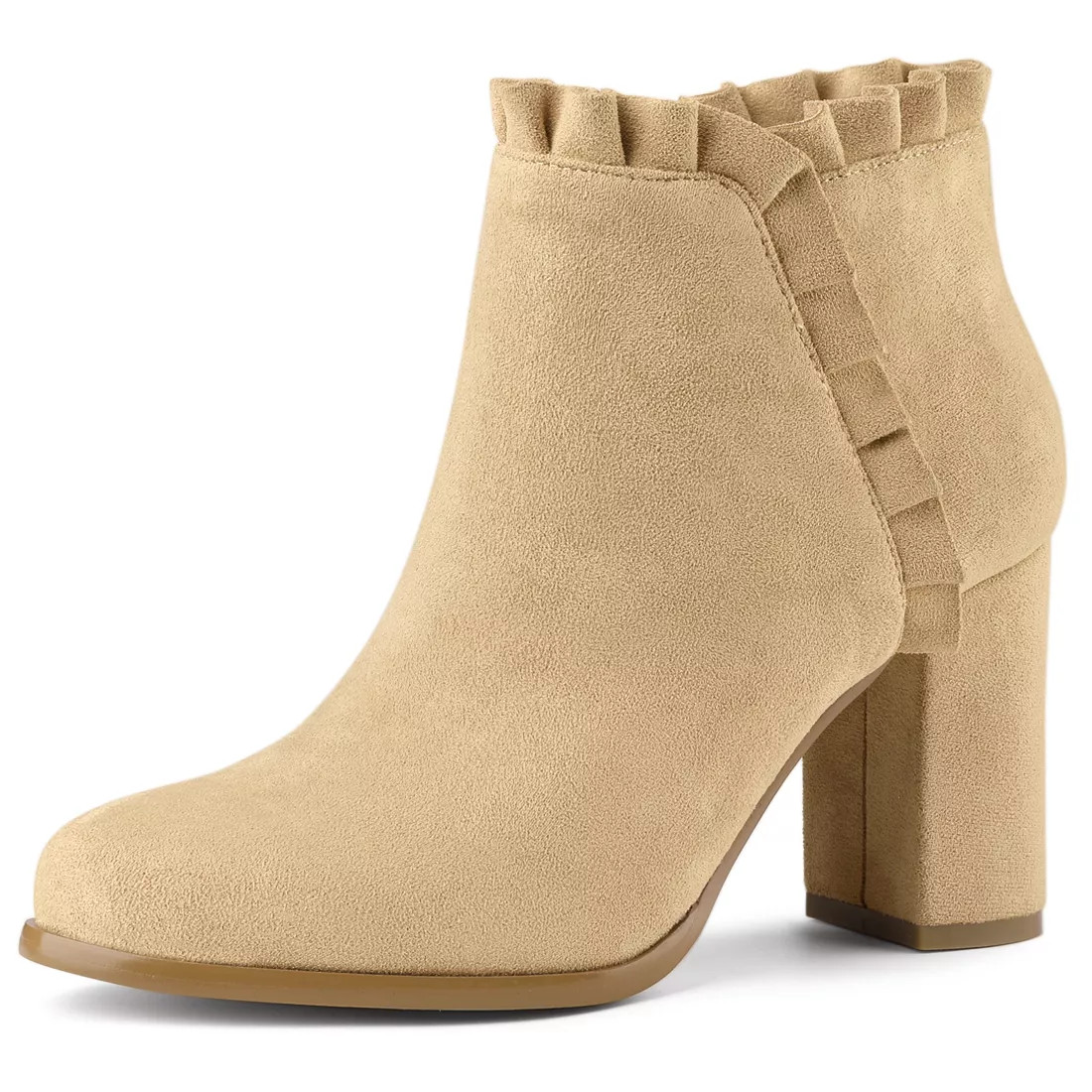 Allegra K Women's Ruffle Block Heel Ankle Boots | Target