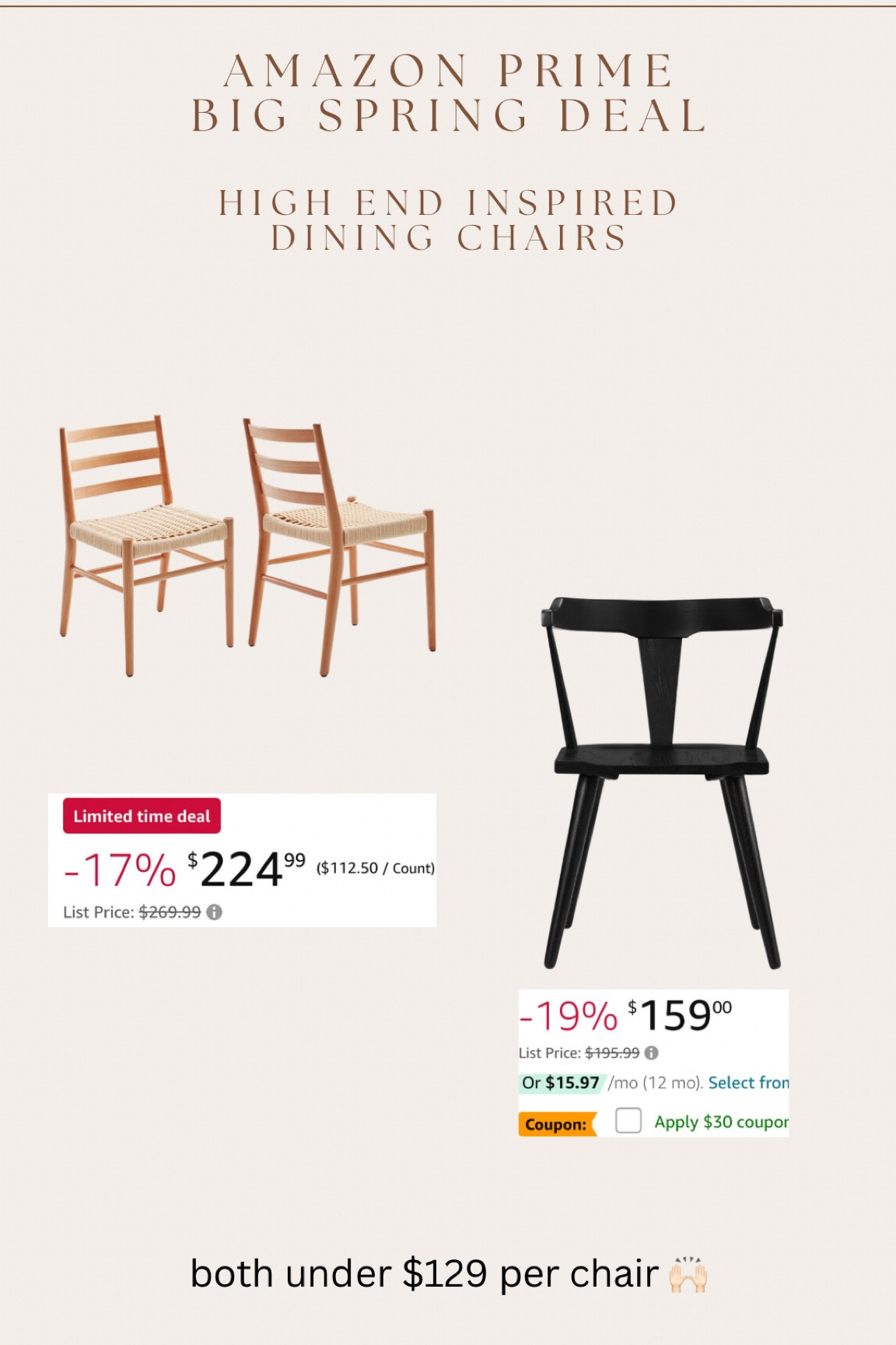 Two stunning high end inspired dining chairs on sale!!! $112-$129 per chair right now 🙌🏻

#LTKsalealert #LTKhome