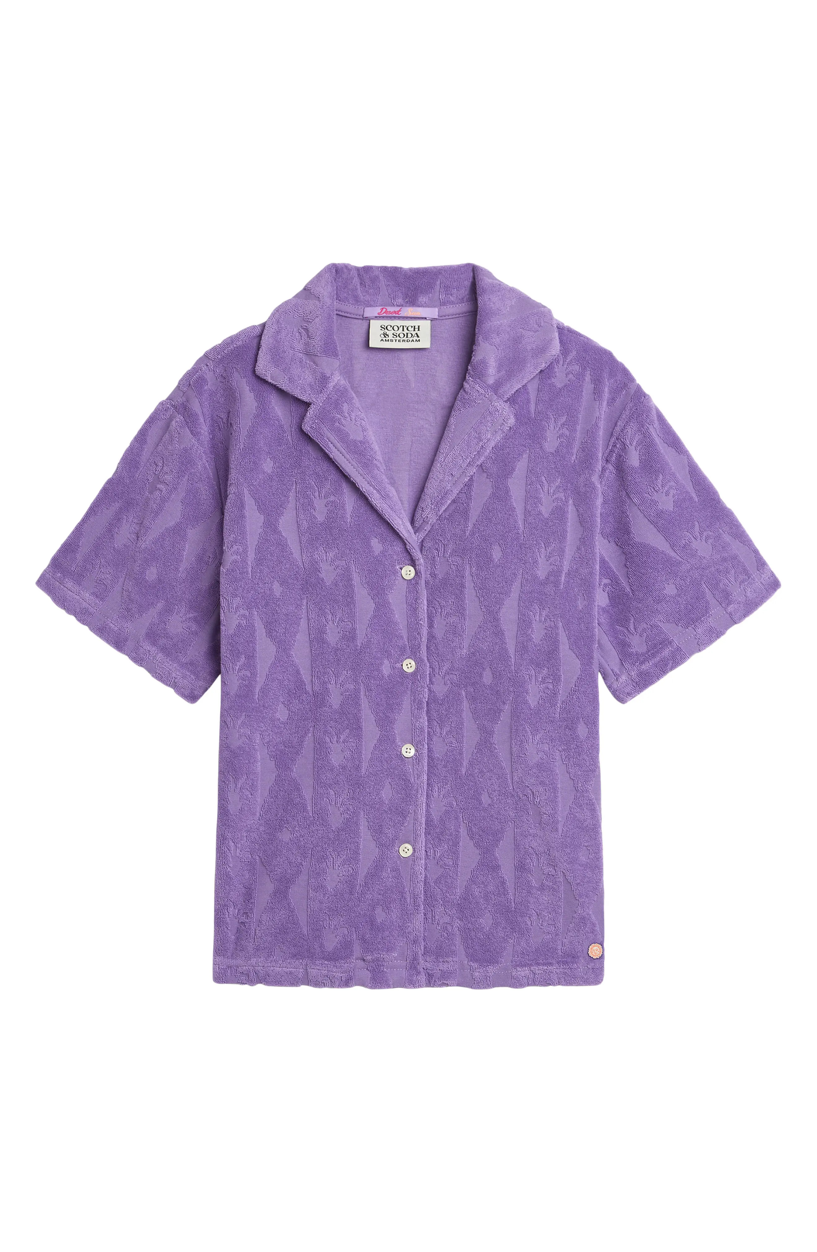 Scotch & Soda Kids' Jacquard Cotton Blend Button-Up Camp Shirt (Men) | Nordstrom | Nordstrom