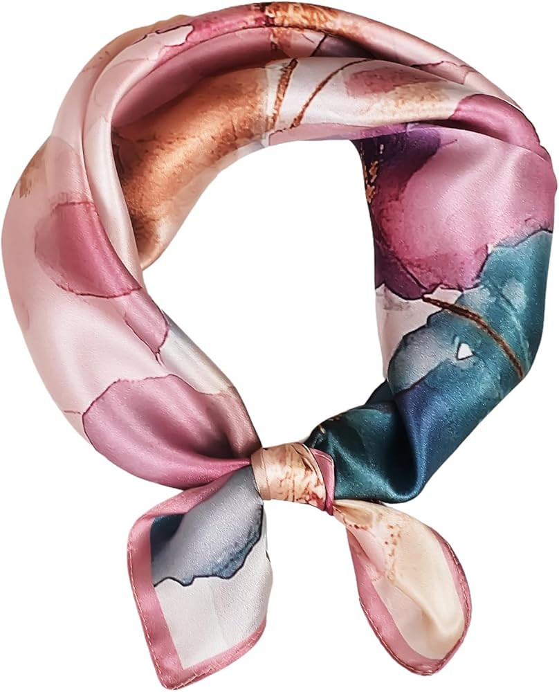 Women 100% Mulberry Silk Neck Scarf Lightweight Digital Print Small Square Scarfs- Neckerchief Gi... | Amazon (US)
