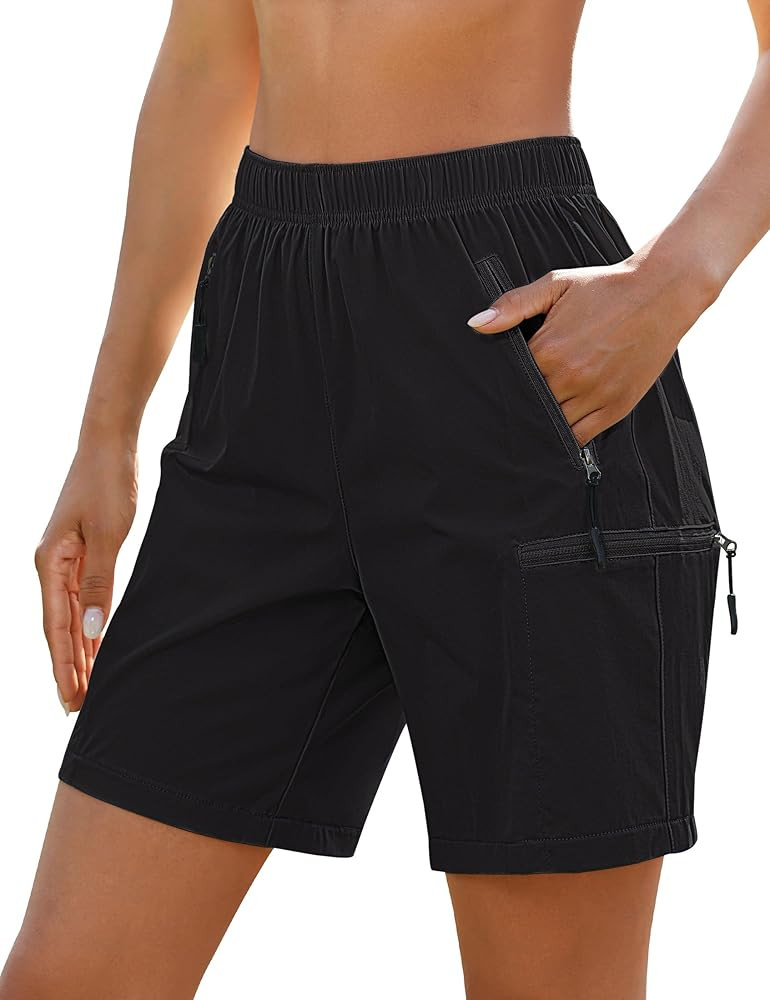 luvamia Hiking Shorts for Women Cargo Pull On Elastic Waist Lightweight Quick Dry Summer Sport Go... | Amazon (US)