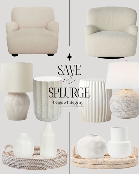 Can you guess which one is the splurge vs the save option?? You can get the look for less my friends!! And I’ve rounded up some beautiful options where you can save and get the same designer look!! Home decor, lamps, wicker tray, vase, coffee table styling, fluted table, designer look for less. 

#LTKstyletip #LTKsalealert #LTKhome