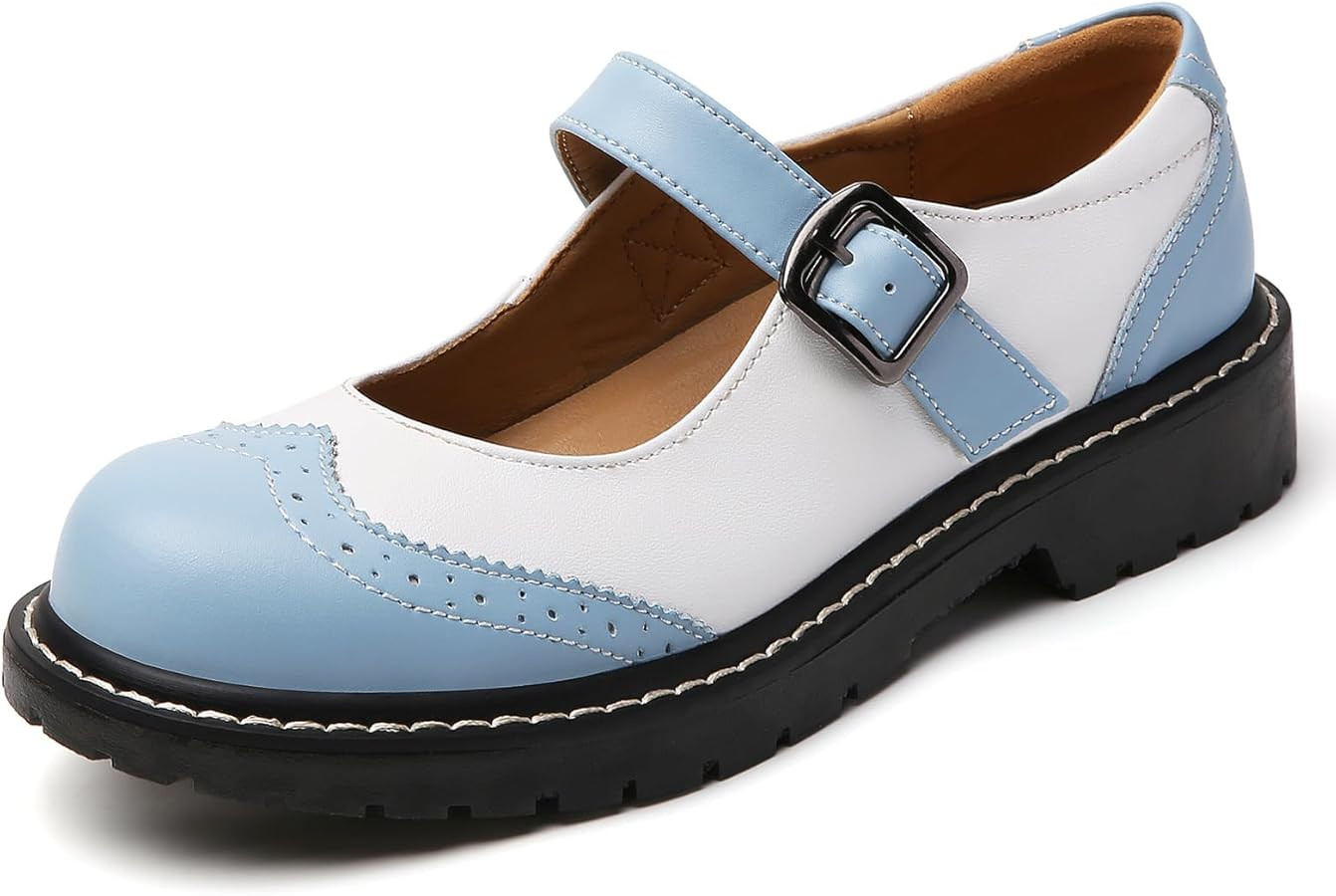 XMM Mary Jane Shoes Women Mary Janes Flats Ladies Oxford Shoes for Women Comfort Leather Round To... | Amazon (US)