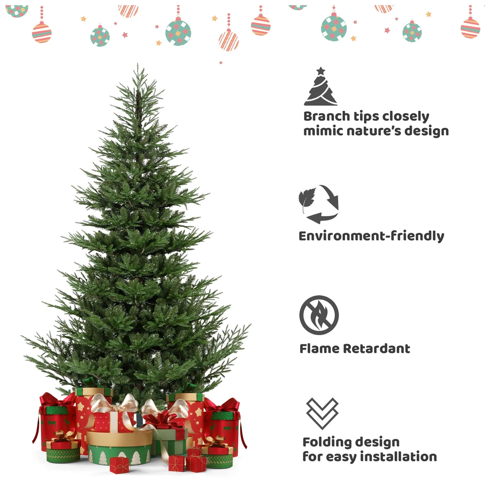 Bringstar 6FT Unlit Green Artificial Christmas Tree with 2380 Mixed PE & PVC Tips, Hinged Full Fi... | Walmart (US)