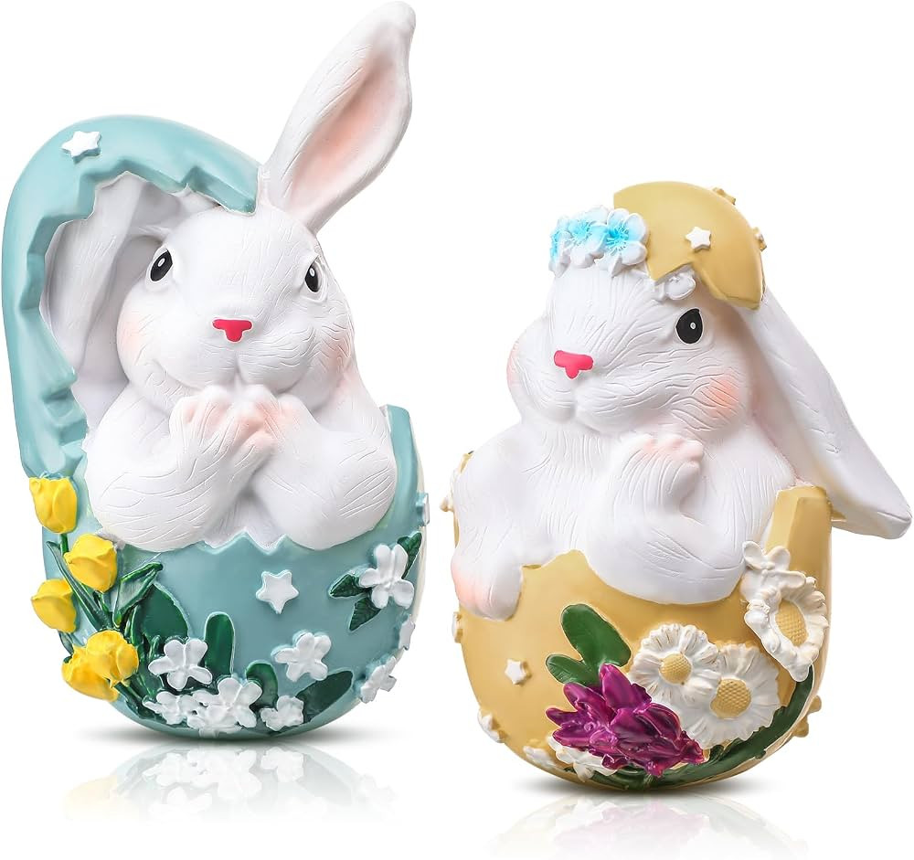 Gerrii 2 Pcs Easter Bunny Decorations Spring Home Decor Easter Resin Bunny Decor Bunny Figurines ... | Amazon (US)