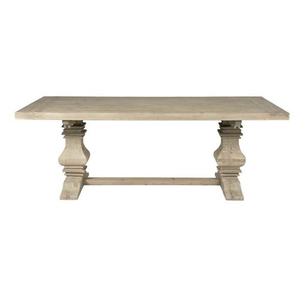 Lester Distressed Recycled European Pine Double-pedestal Dining Table - Grey | Bed Bath & Beyond