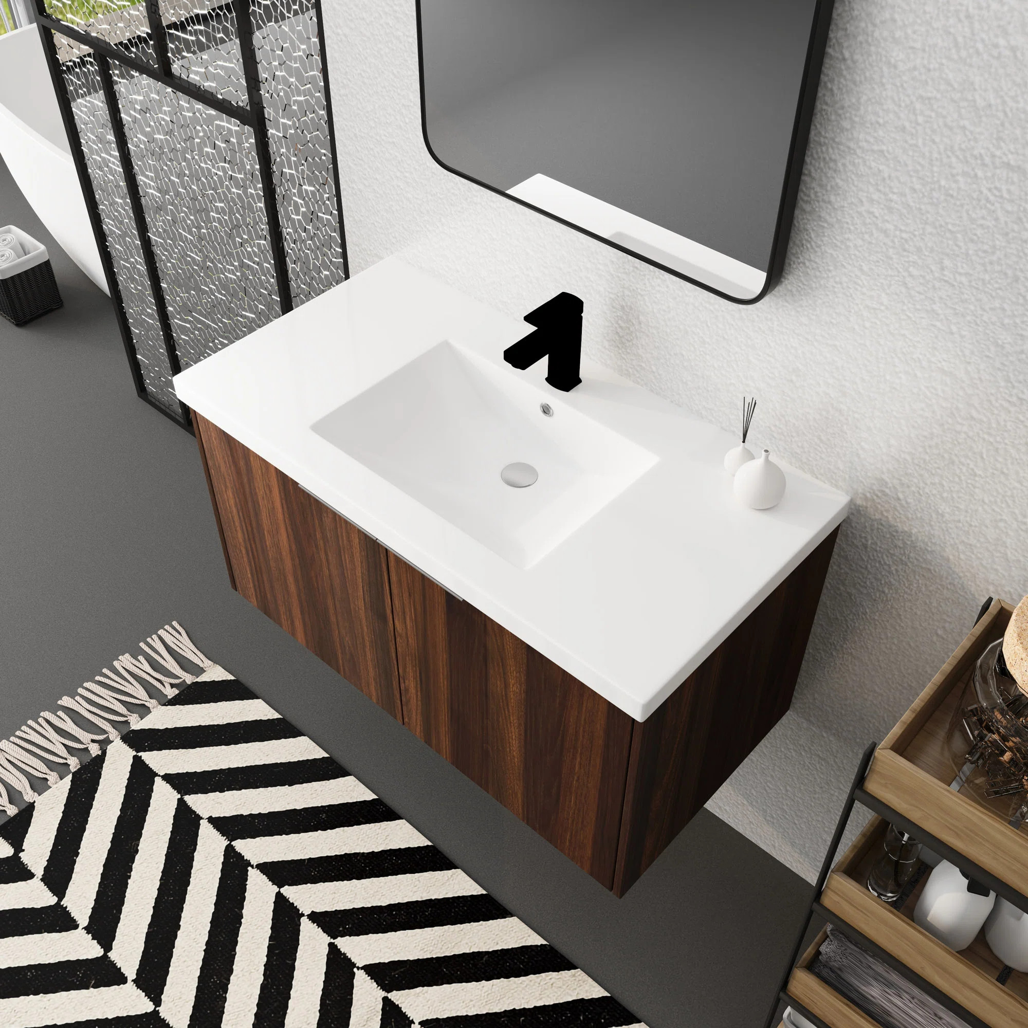 Modern Design Float Mounting Bathroom Vanity With Sink Soft Close Door | Wayfair North America