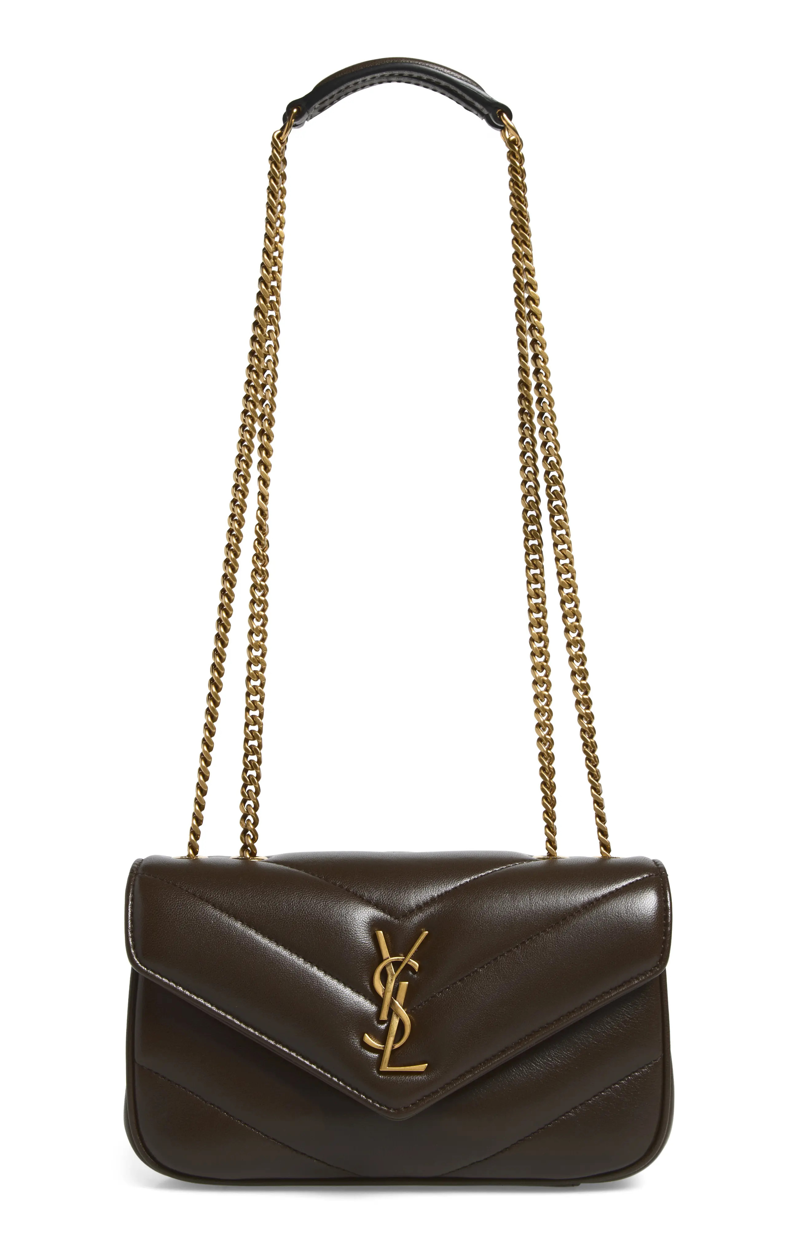 Saint Laurent Mini Loulou Quilted Leather Shoulder Bag in Deep Hickory at Nordstrom | Nordstrom