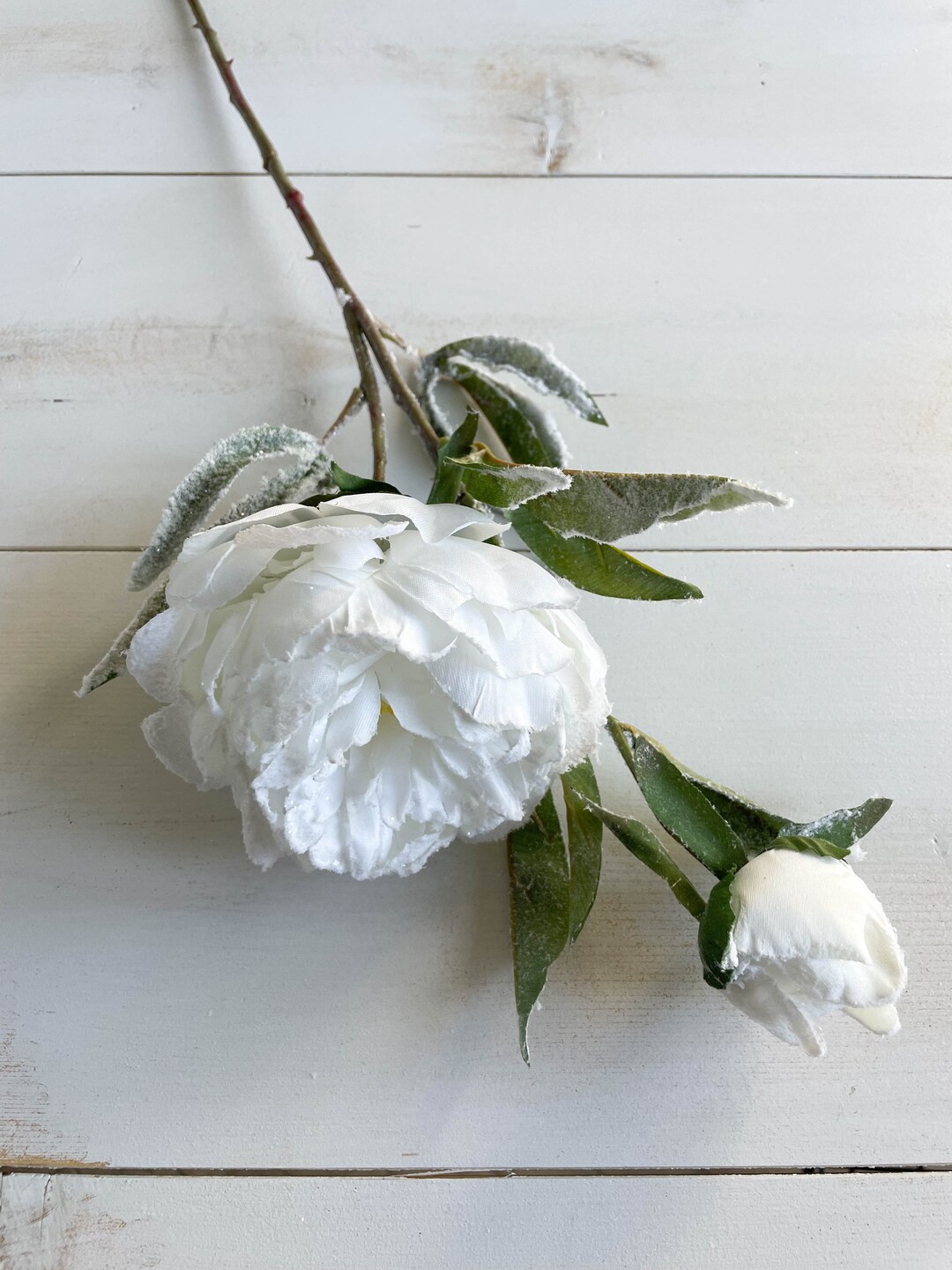 Double Headed Frosted White Peony 1pcs  Holiday Decor  - Etsy | Etsy (US)