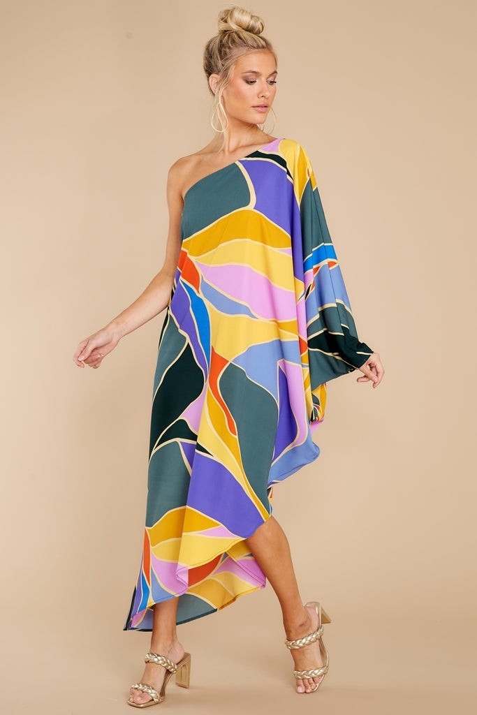 Dare To Love Teal Multi Print Dress | Red Dress 