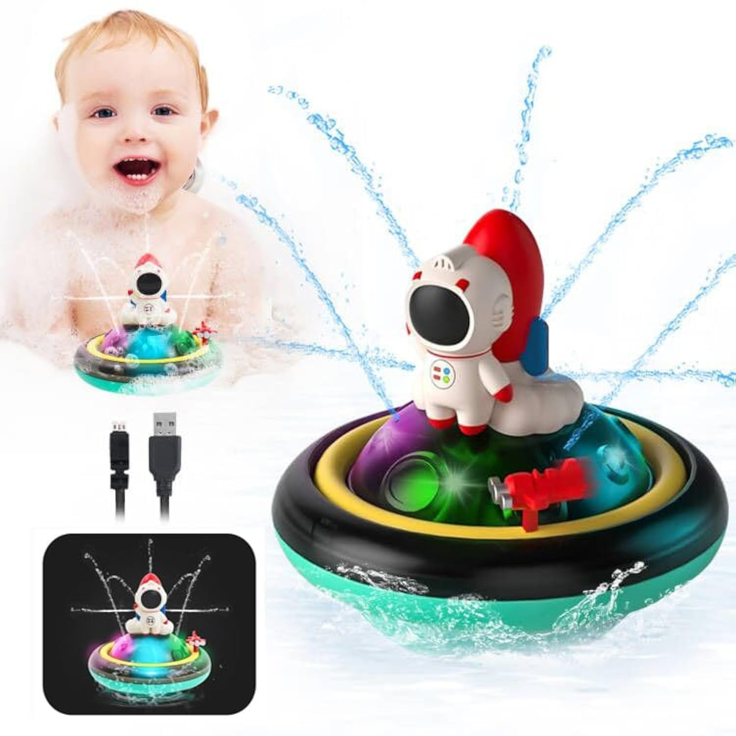 Baby Bath Toys Automatic Spray Water Toddler Toys Induction Sprinkler Bathtub Toys Rechargeable F... | Amazon (US)
