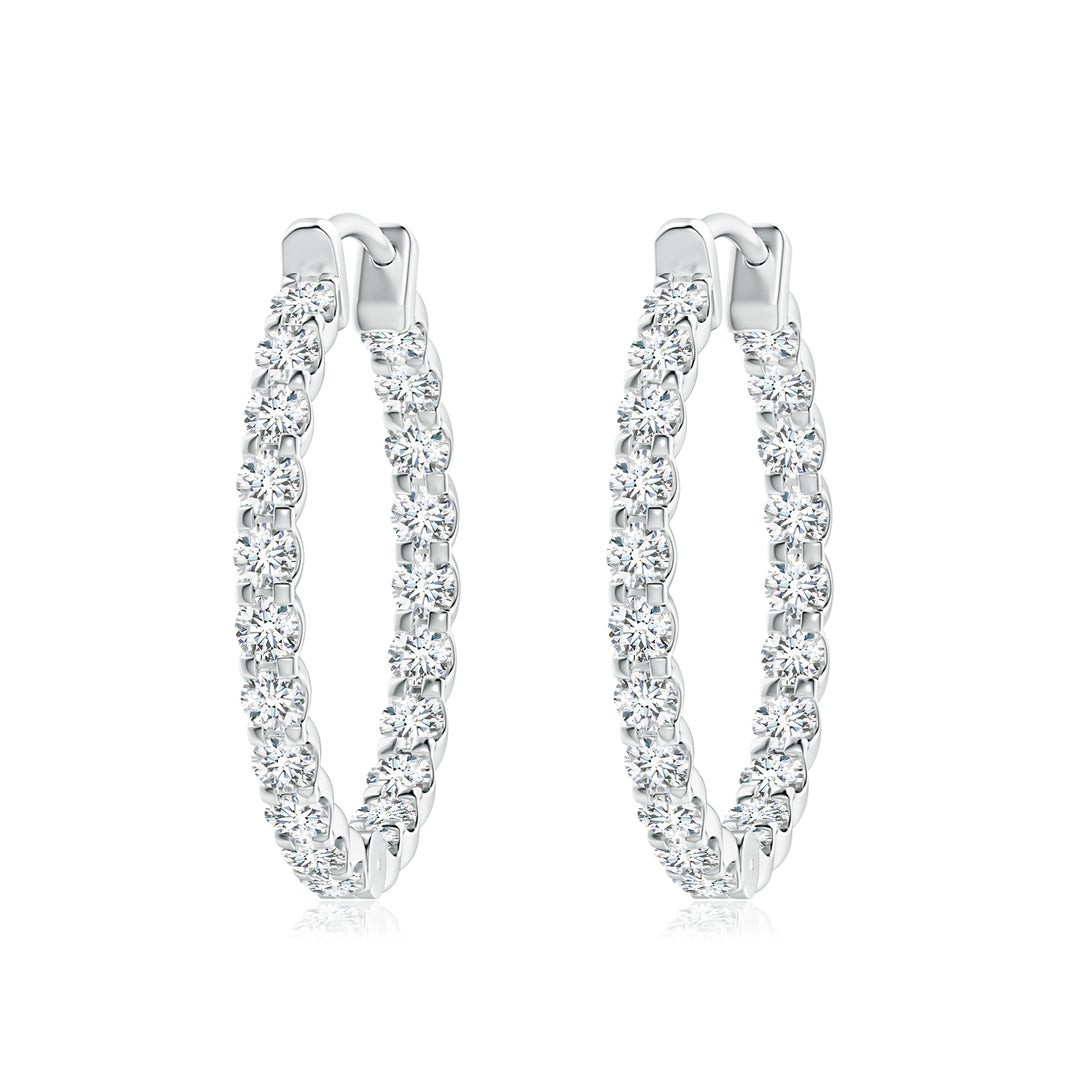 Prong-Set Round Lab-Grown Diamond Inside Out Hoop Earrings | Angara Inc.