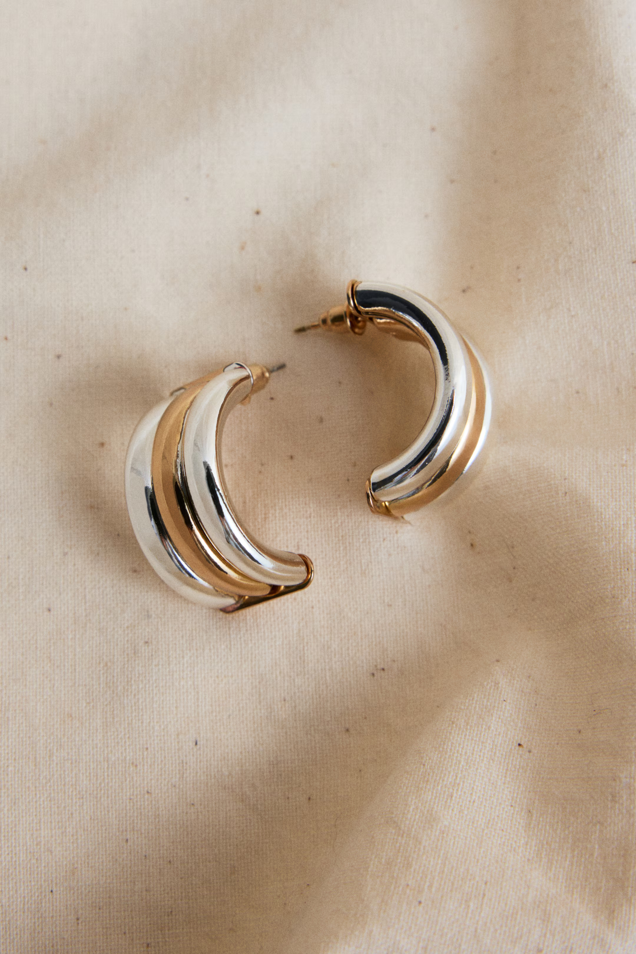 Two-tone earrings - Silver-coloured/Gold-coloured - Ladies | H&M GB | H&M (UK, MY, IN, SG, PH, TW, HK)
