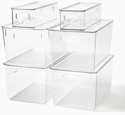 RedSodium Pantry Organizers with Lids - Clear Plastic Storage Bins with Lids for Organizing - Clear  | Amazon (US)