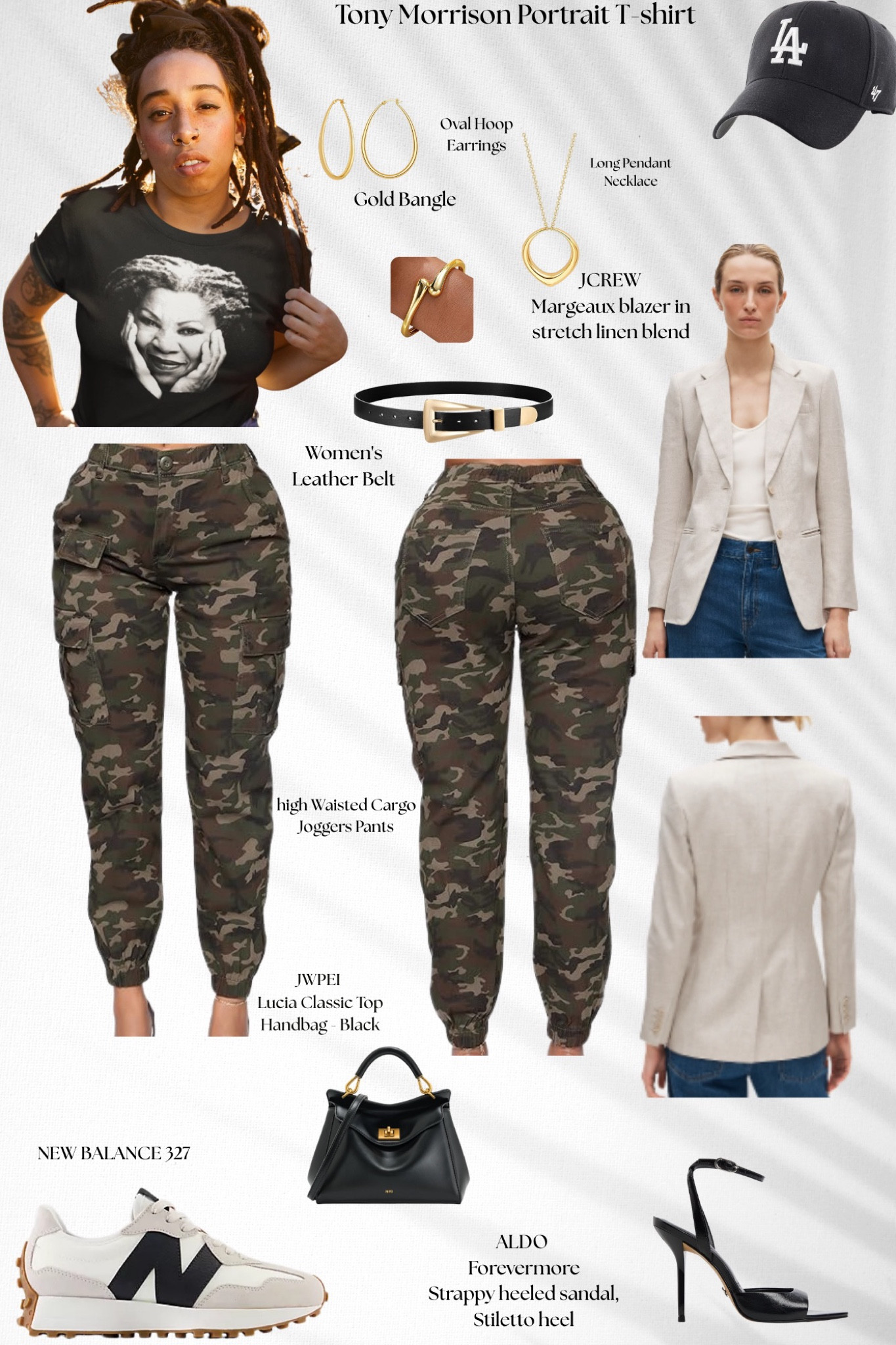 Casual with a boss twist 💅🏽✨
Graphic tee, camo cargo pants, neutral blazer + New Balance sneakers. 

#LTKootd #LTKSaleAlert #LTKgrwm