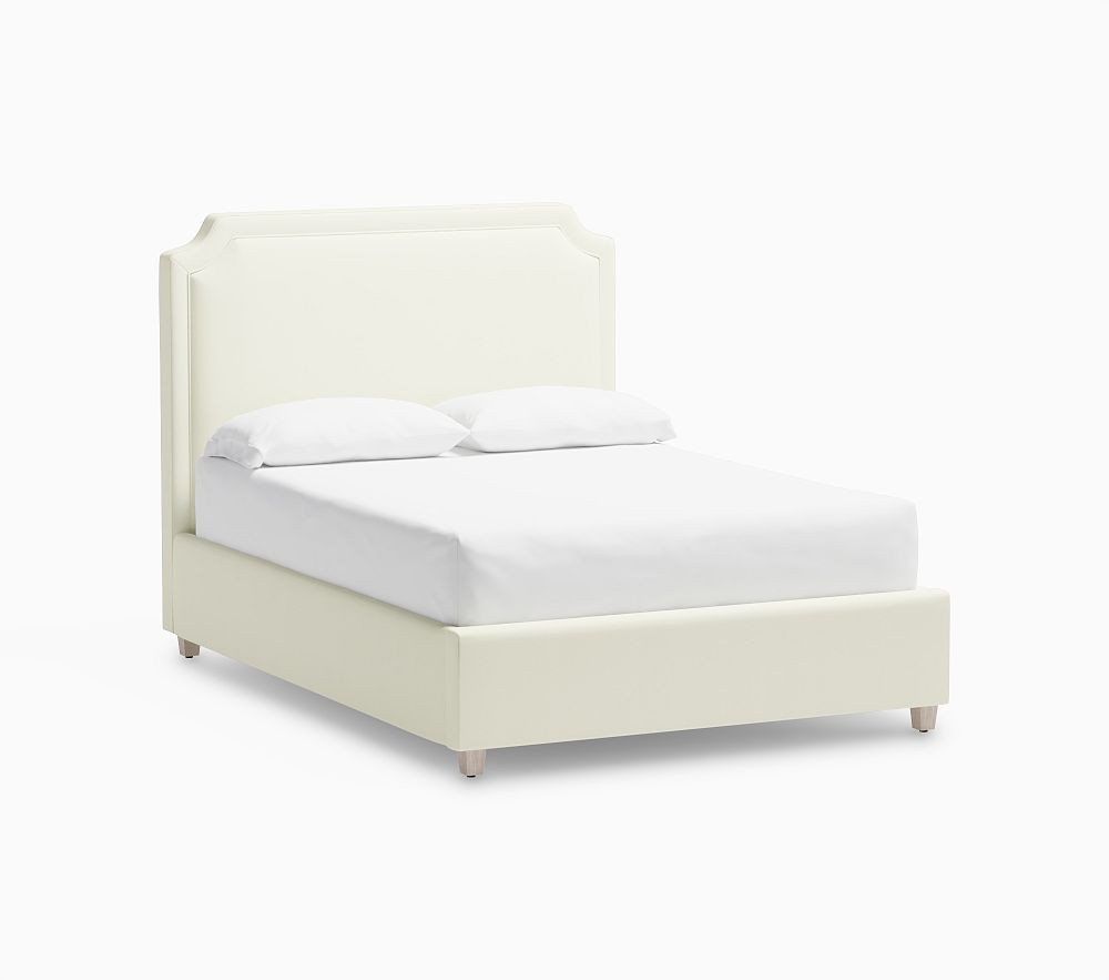 Ava Upholstered Storage Bed Full Performance Plush Chenille Ivory | Pottery Barn Kids