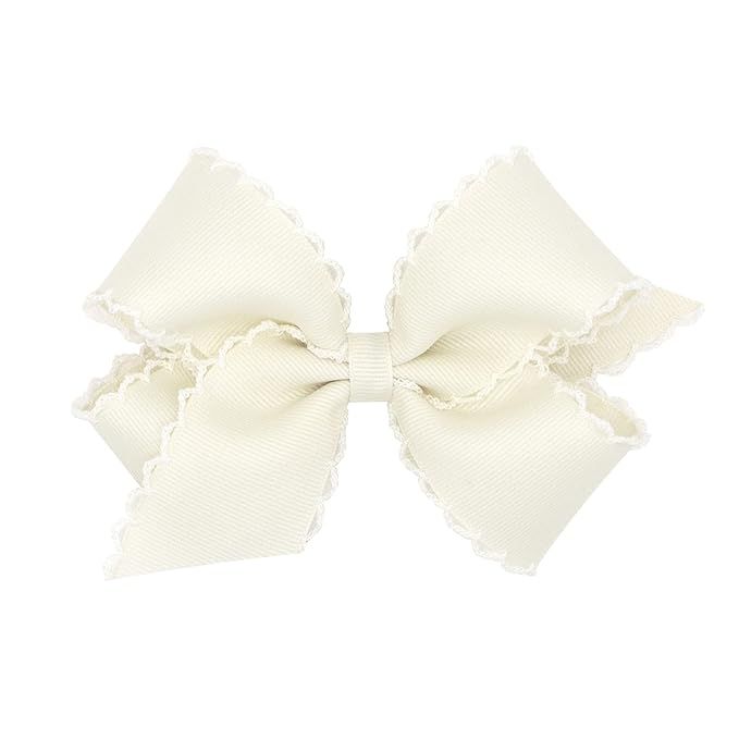 Amazon.com: Wee Ones Girls' Grosgrain Bow With Matching Moonstitch Edge on a WeeStay No-Slip Hair... | Amazon (US)