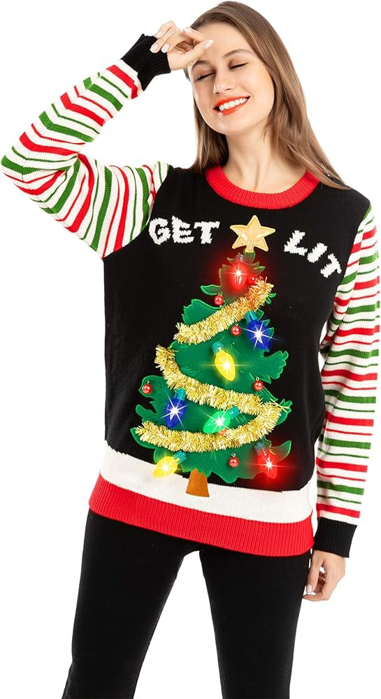 JOYIN Light Up Ugly Christmas Sweater Women 2024, Funny Christmas Ugly Sweater with Light Bulbs, ... | Amazon (US)