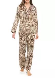 Women's Animal Satin Notch Pajama Set | Belk