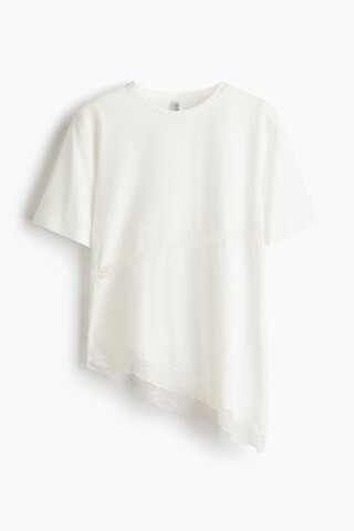 H & M - Lace-Trimmed T-Shirt - White | H&M (US + CA)