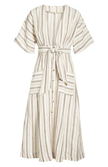 Women's Free People Monday Stripe Linen Blend Midi Dress | Nordstrom